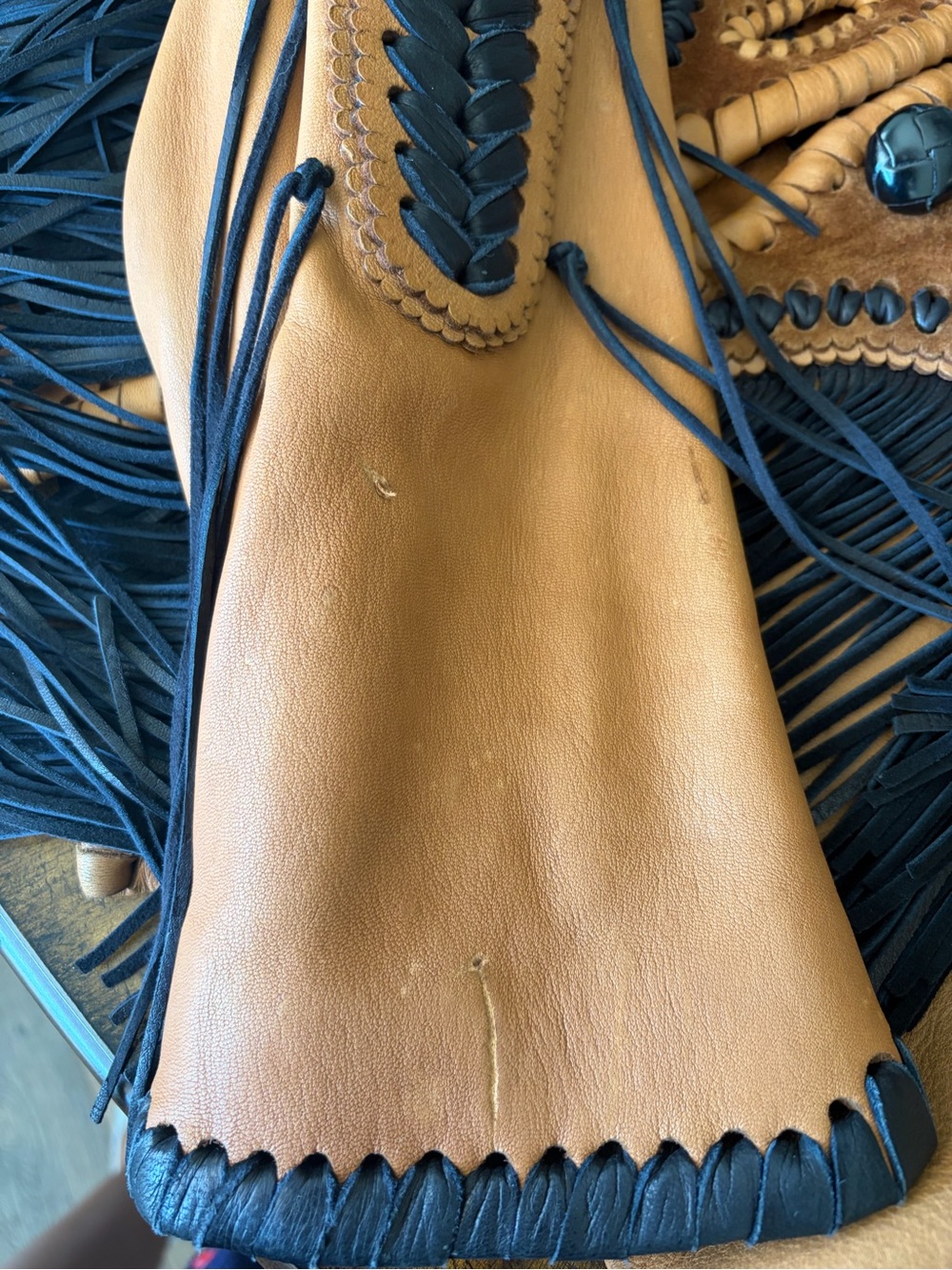 Fort Grizzly Tan Suede with Black Leather Fringe Jacket No. 244 - Picture 10 of 11